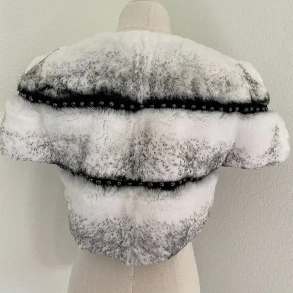 Belle Fare Toronto Leather Trim Rabbit Fur Bolero - XS - Picture 3 of 9